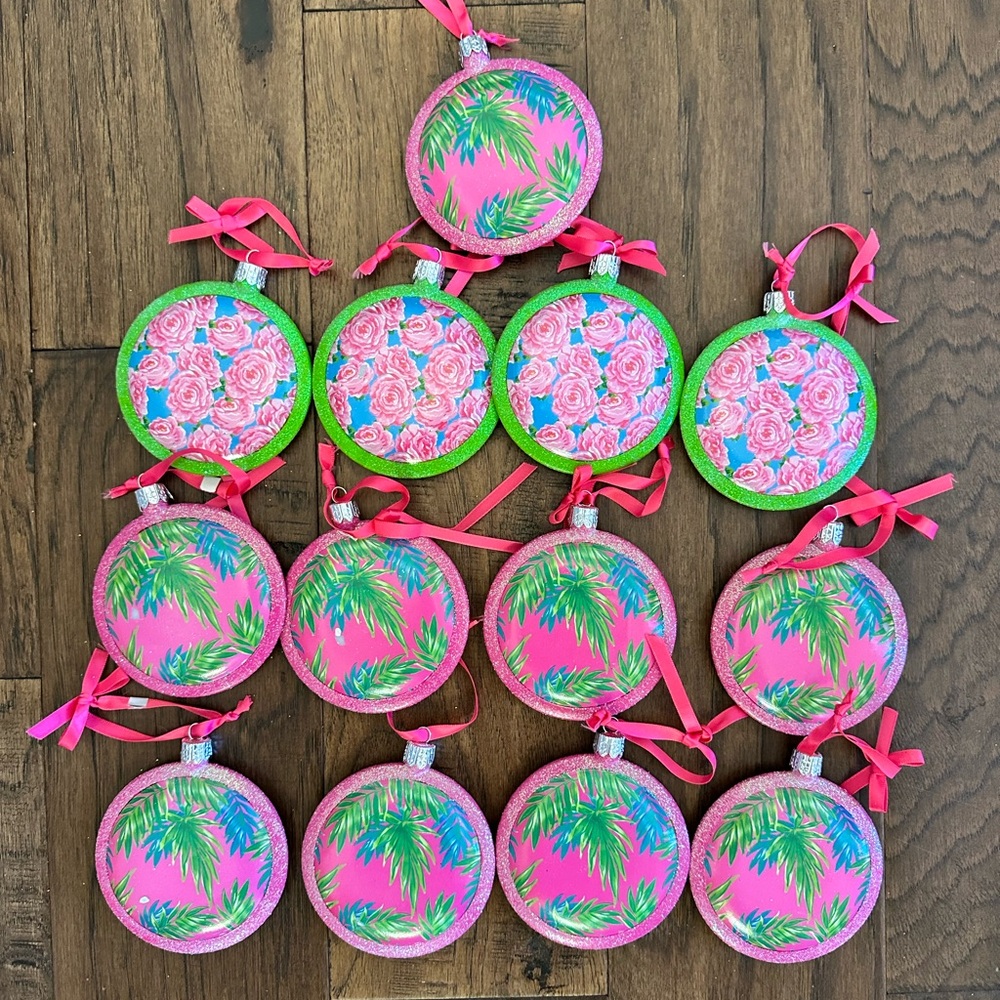 Preppy Pink and Green Ornaments